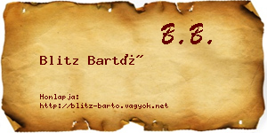 Blitz Bartó névjegykártya